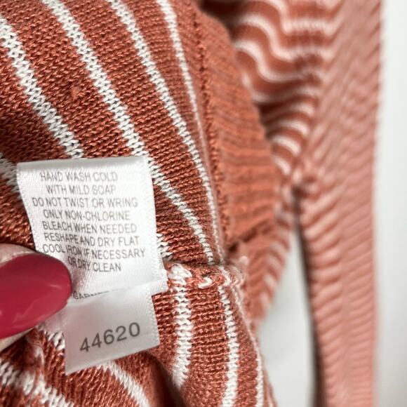 Garnet Hill Long Sleeve Organic Linen Sweater Womens XL Orange Stripe Casual - Picture 9 of 10